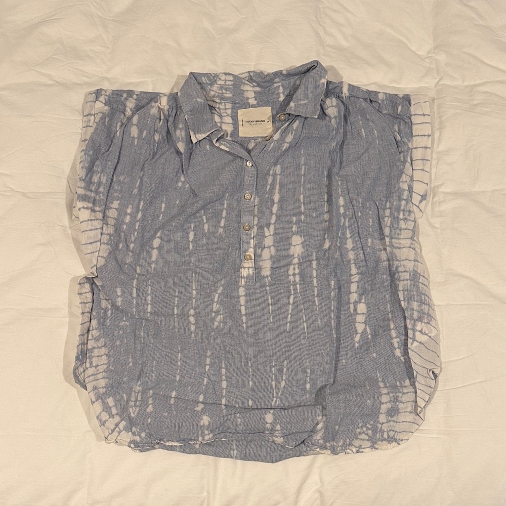 Lucky Brand Blue and White Short Sleeve Top